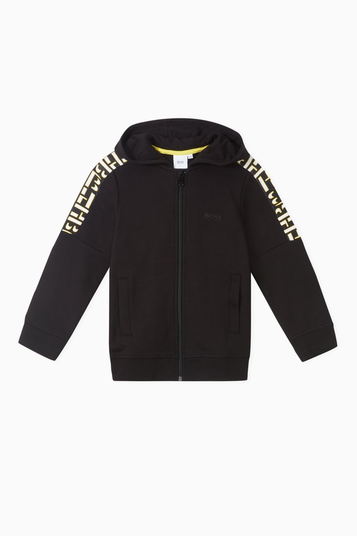

Graphic Hoodie in Cotton-blend Jersey, Black