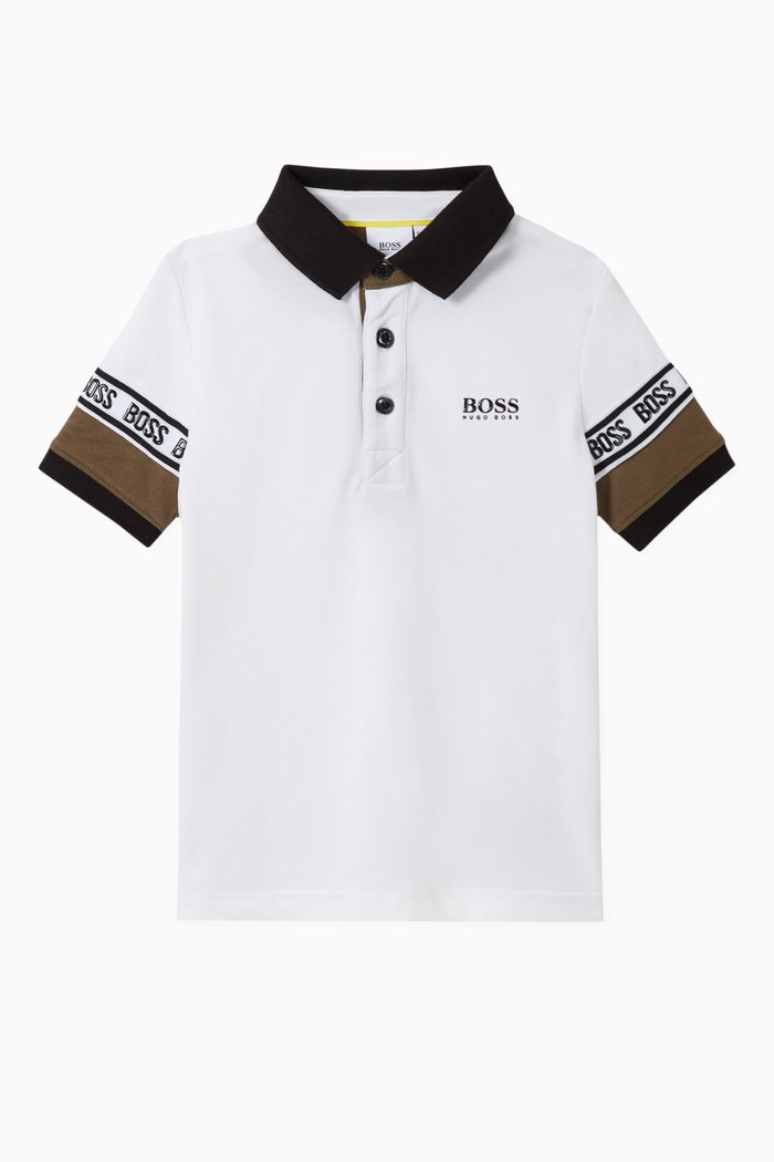 

Logo Print Tricolour Polo Shirt, White