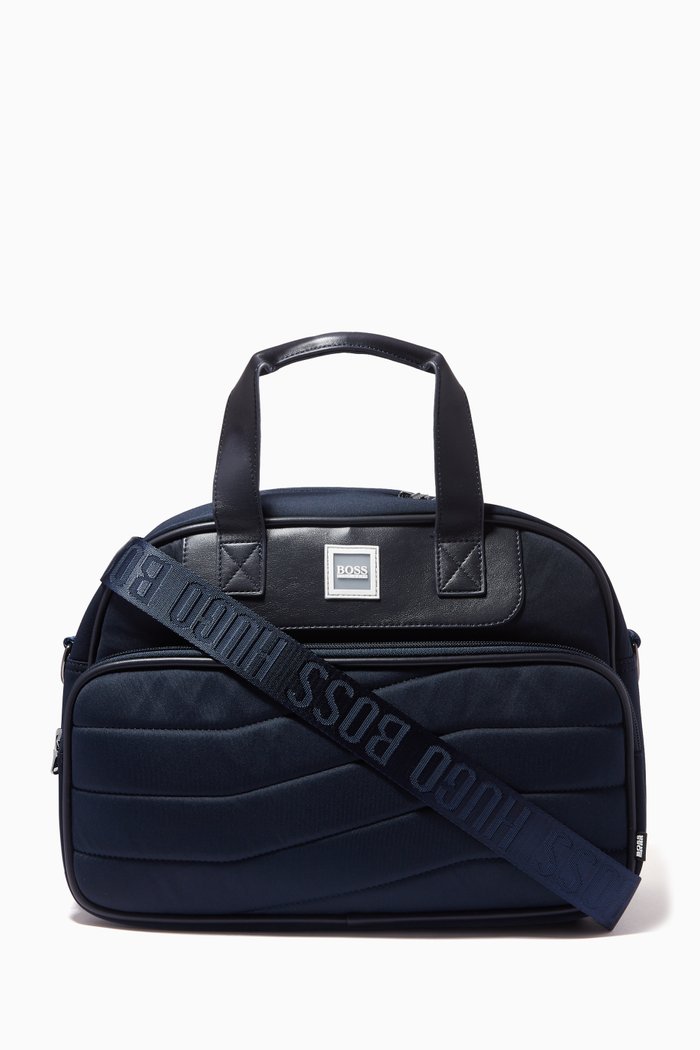 

Padded Diaper Bag in Polyester & Faux Leather, Blue