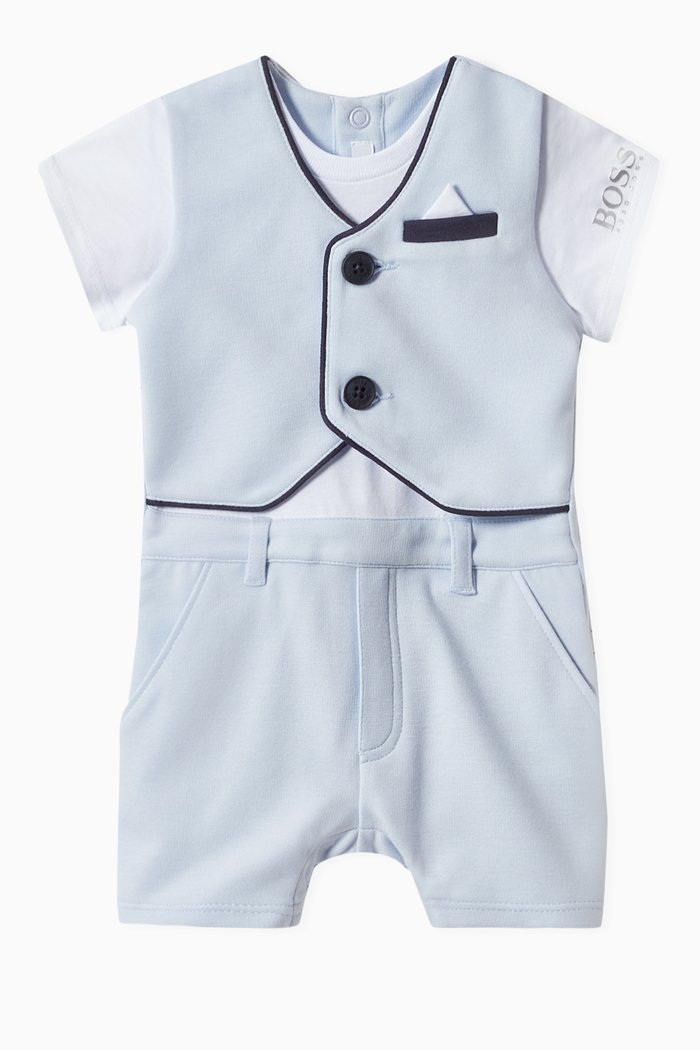 

Gilet Romper in Cotton Blend, Blue