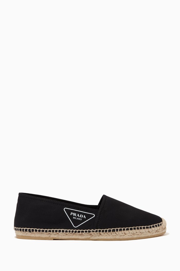 

Triangle Logo Espadrilles in Gabardine Fabric, Black