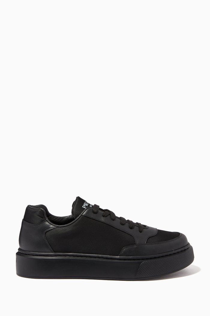 

Macro Sneakers in Leather & Nylon, Black