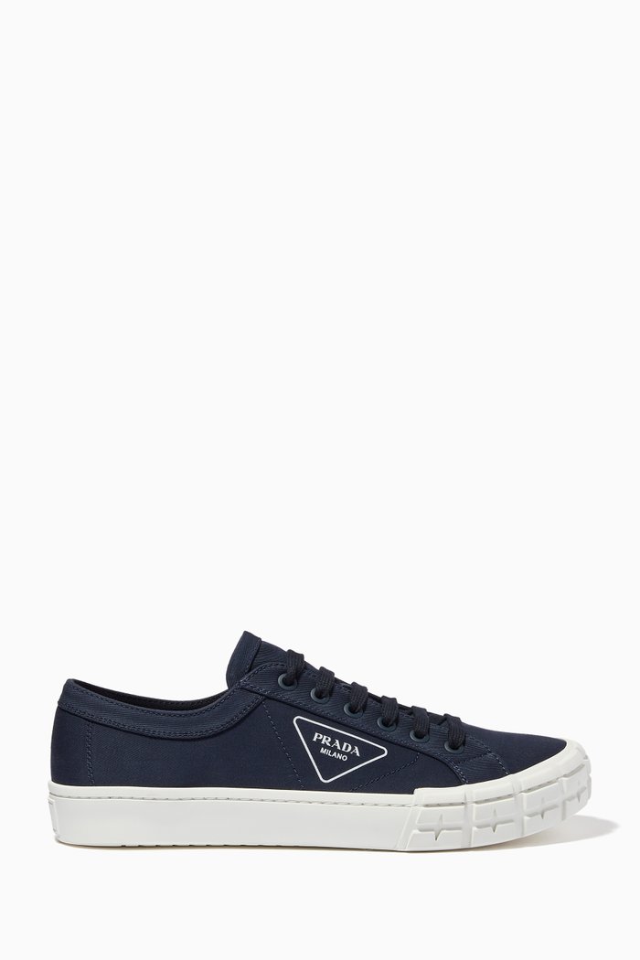 Cassetta Wheel Sneakers in Gabardine Fabric, Blue