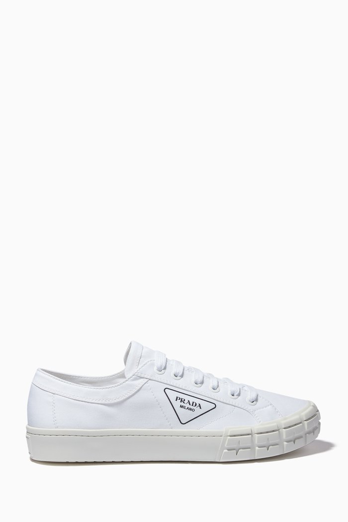 Cassetta Wheel Sneakers in Gabardine Fabric, White