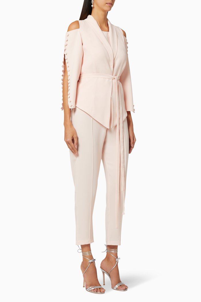

Cold-Shoulder Jacket & Pant Set, Pink