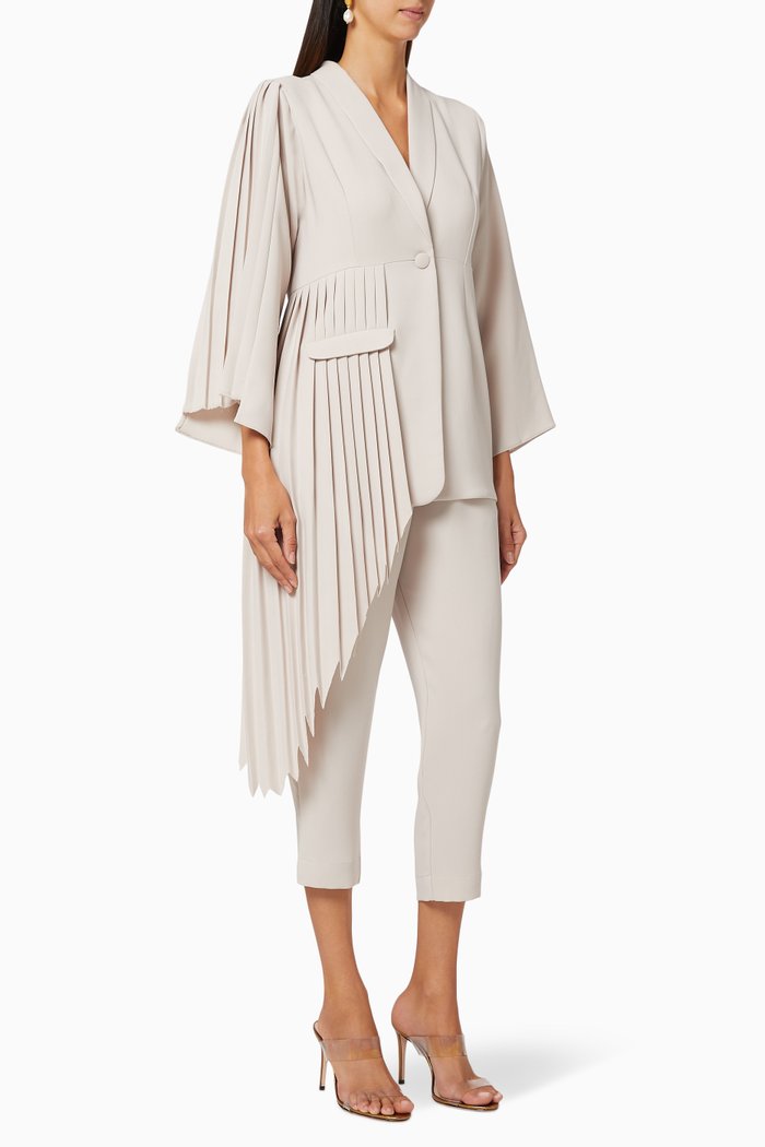 

Pleated Crepe Top & Pant Set, Neutral