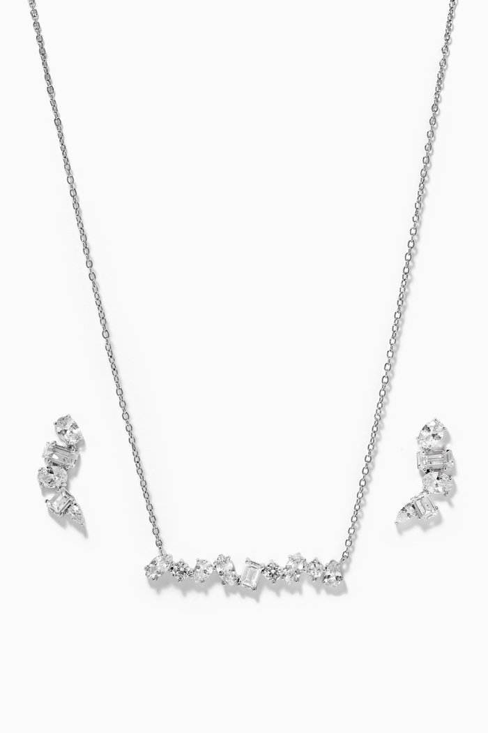 

Crawler Earrings & Necklace Set, Silver