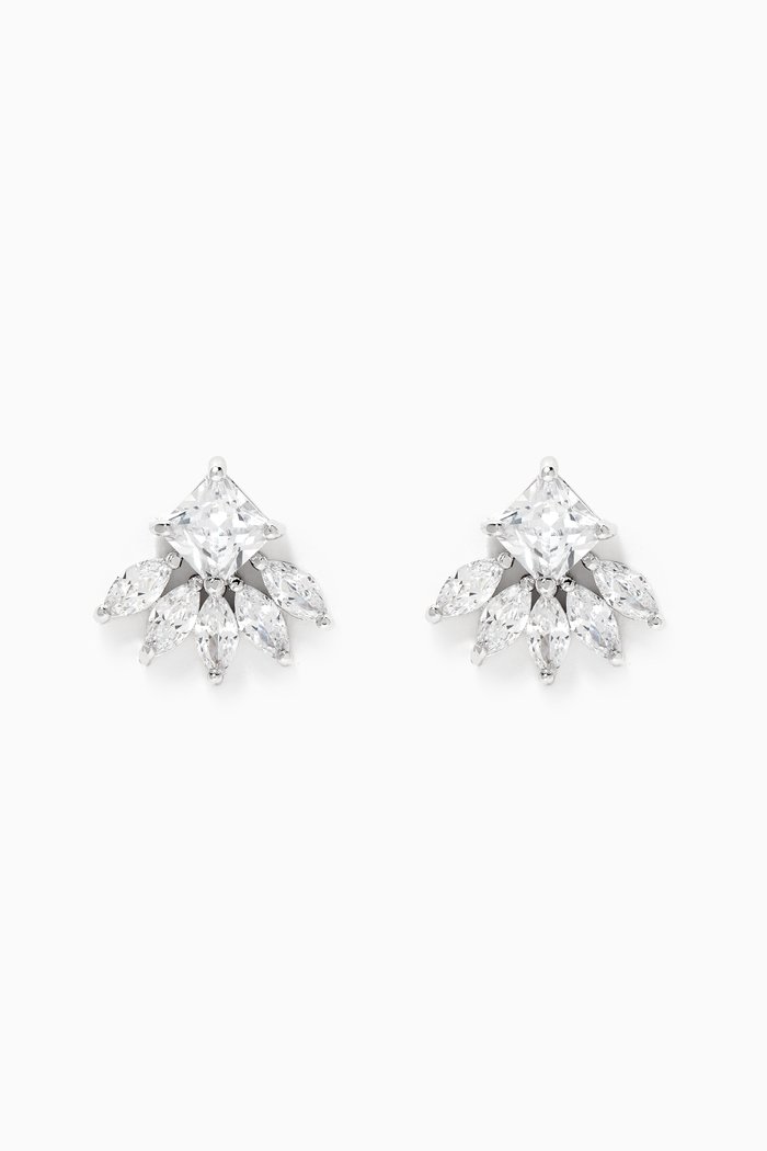 

Marquis Fringe Stud Earrings, Silver