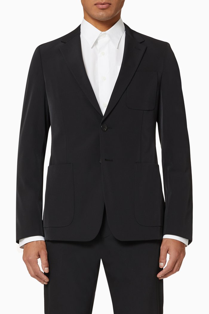 

Techno Poplin Single-Breasted Jacket, Black
