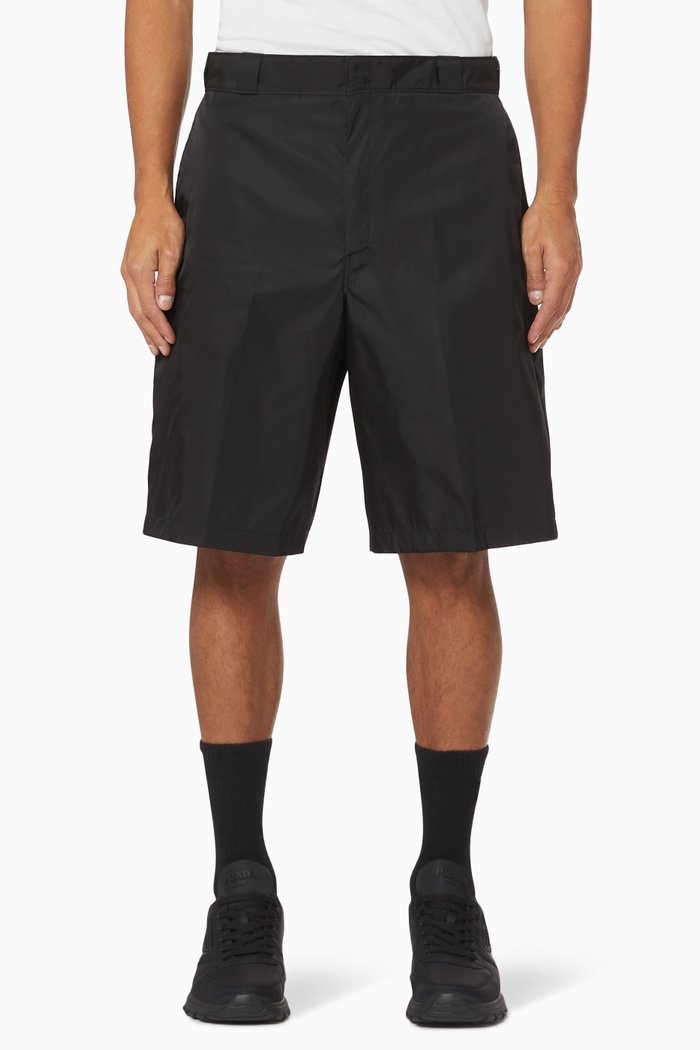 

Triangle Logo Nylon Bermuda Shorts, Black