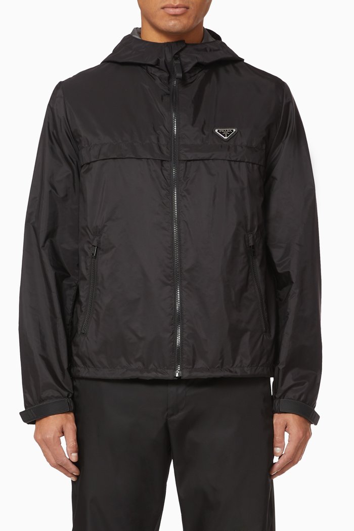 Triangle Logo Re-Nylon Blouson Jacket, Black