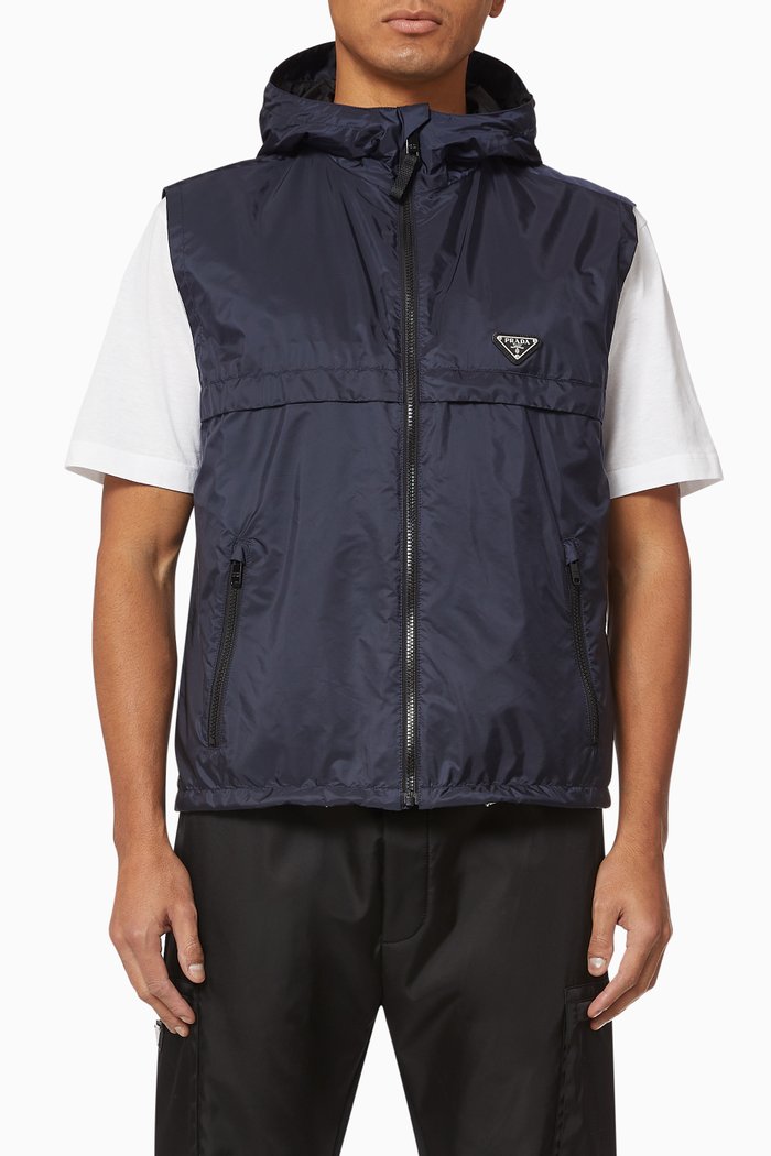 

Triangle Logo Recycled Nylon Gilet, Blue