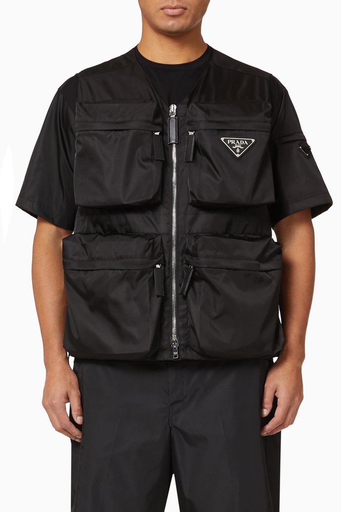 

Triangle Logo Re-Nylon Vest, Black