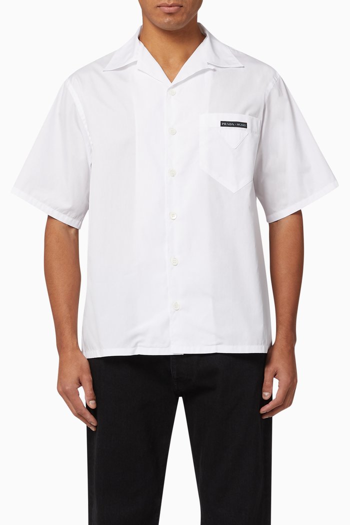 

Cotton Poplin Bowling Shirt, White
