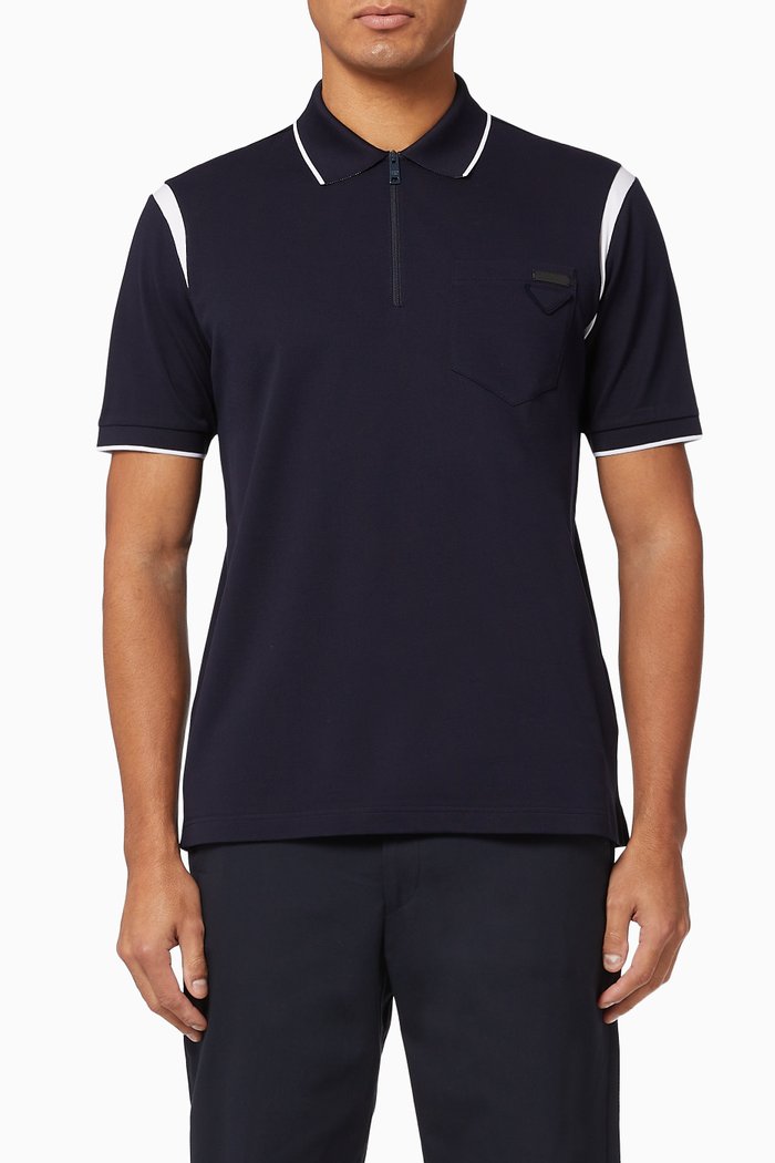 

Logo Cotton Piqué Polo Shirt, Blue
