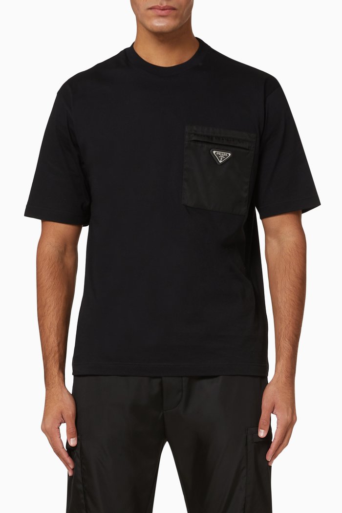 

Triangle Logo Nylon Pocket T-Shirt, Black