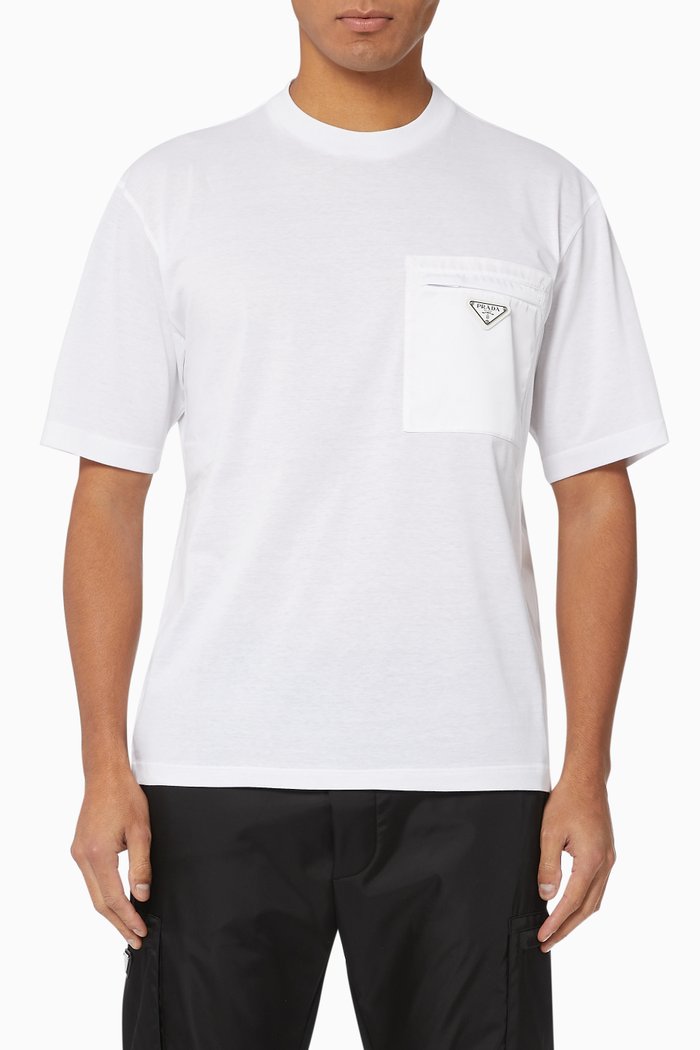 

Triangle Logo Nylon Pocket T-Shirt, White