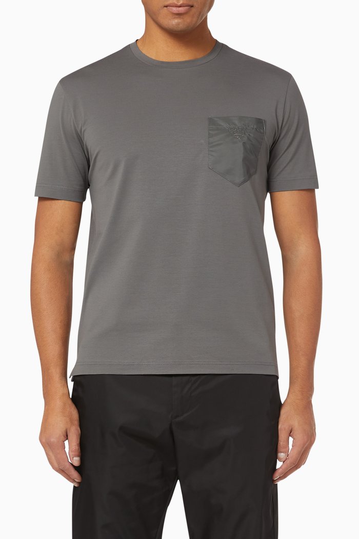 

Logo Nylon Pocket Jersey T-Shirt, Grey