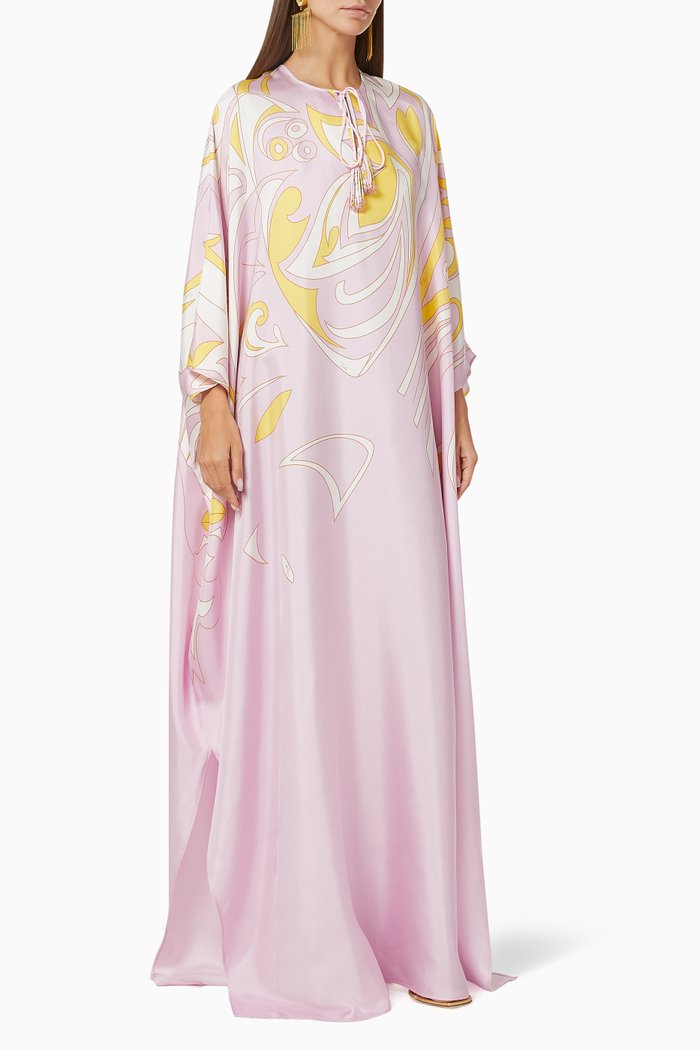

Dinamica Print Silk Twill Kaftan, Purple