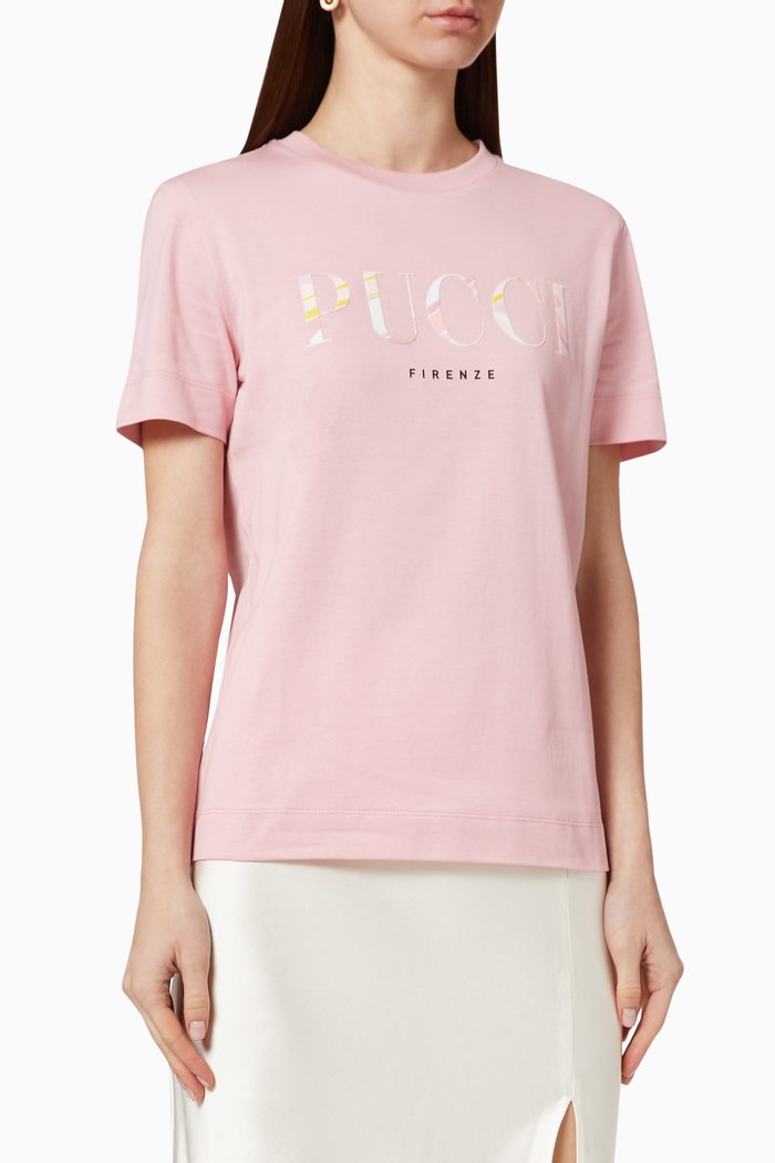 

Logo Print Cotton T-Shirt, Pink