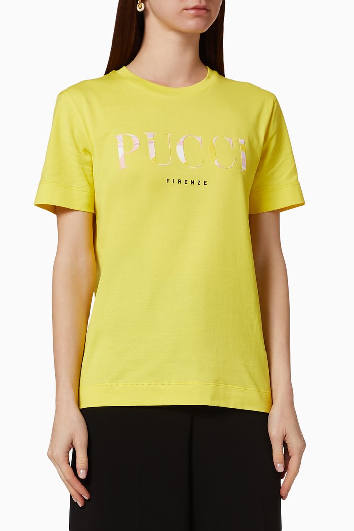 

Logo Print Cotton T-Shirt, Yellow