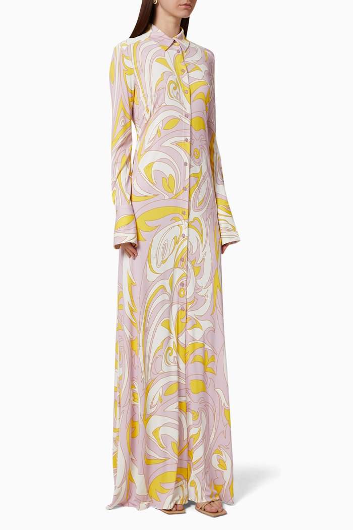 

Dinamica Print Silk Shirt Dress, Purple