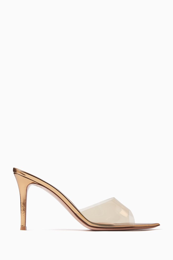 

Elle 85 Mules in Metallic Leather & PVC, Gold