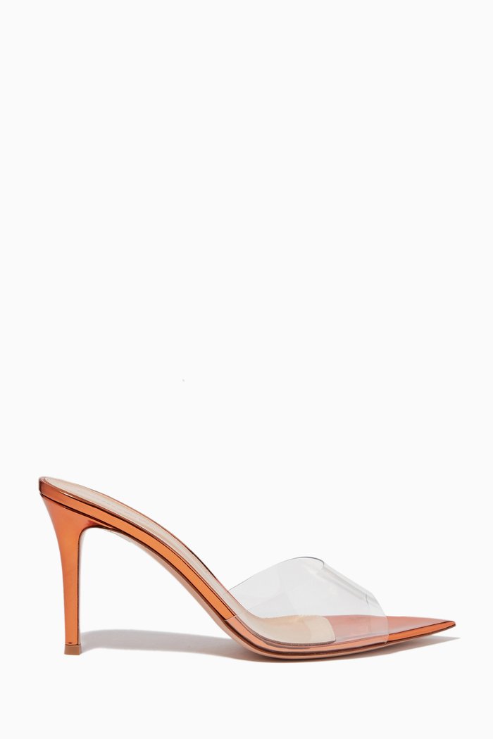 

Elle 85 Mules in Metallic Leather & PVC, Orange
