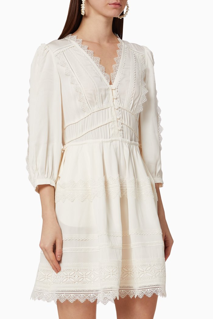 

Lace Trimmed Dress, Neutral