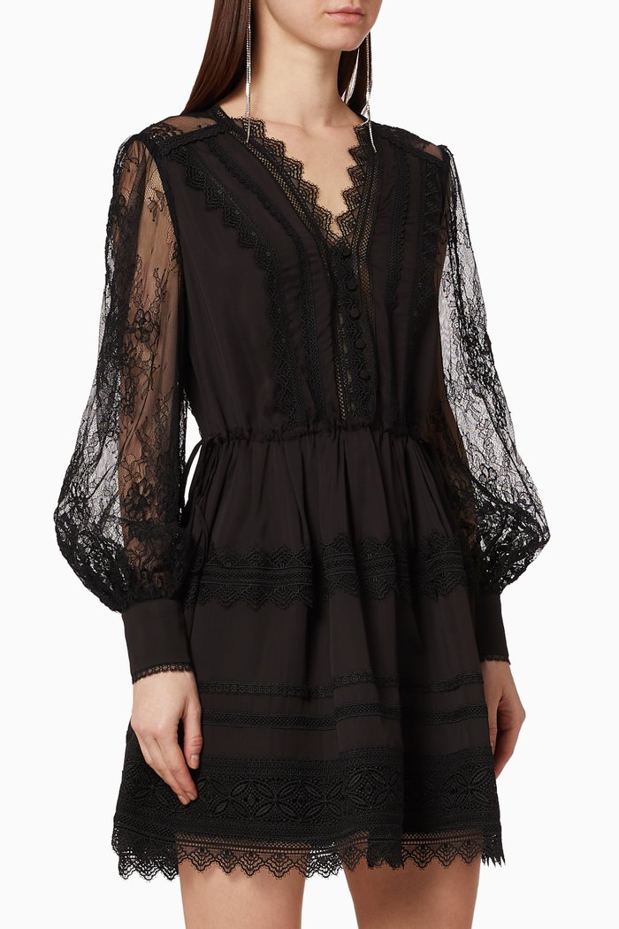

Lace Trimmed Dress, Black