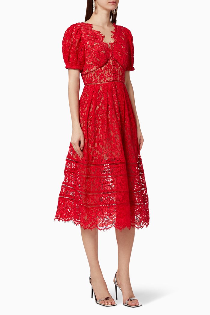 

Fine Cord Lace Dress, Red