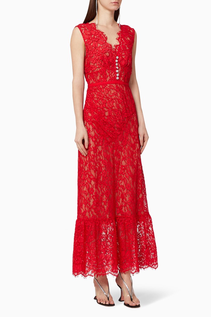 

Diamante Buttoned Dress, Red