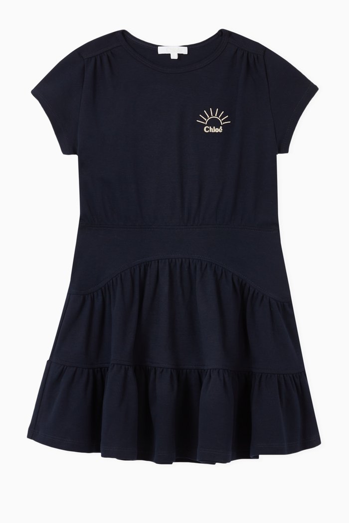 

Tiered Cotton Dress, Blue