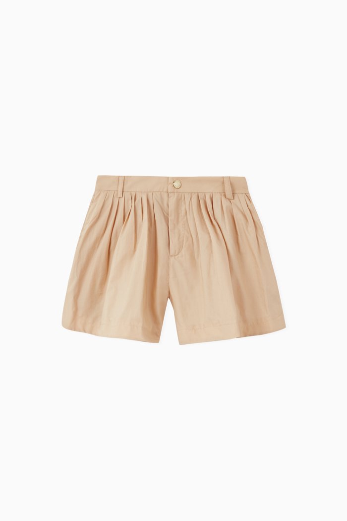 

Pleated Shorts in Cotton Poplin, Neutral