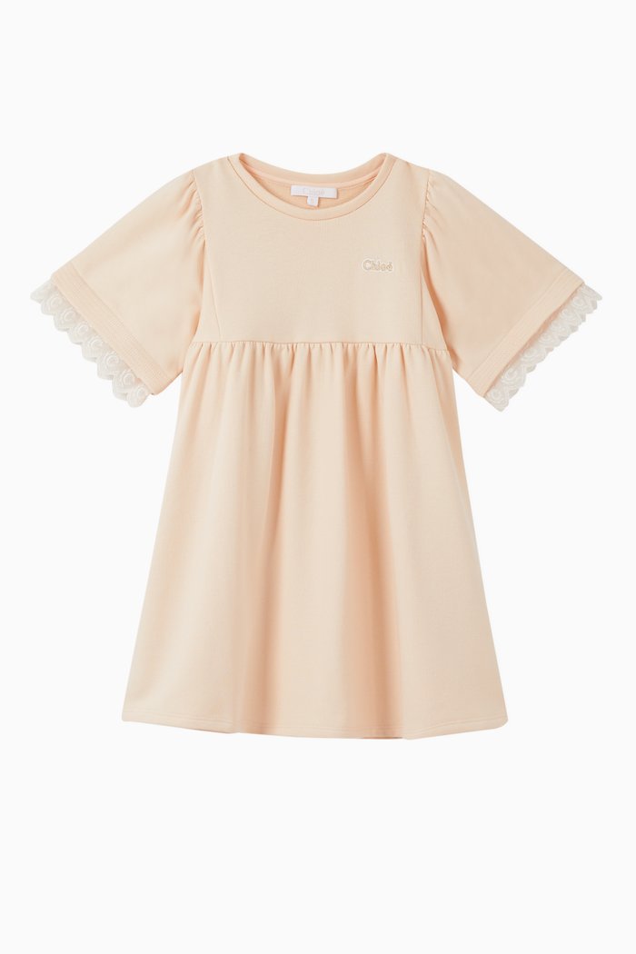 

Embroidered Logo Jersey Dress, Pink