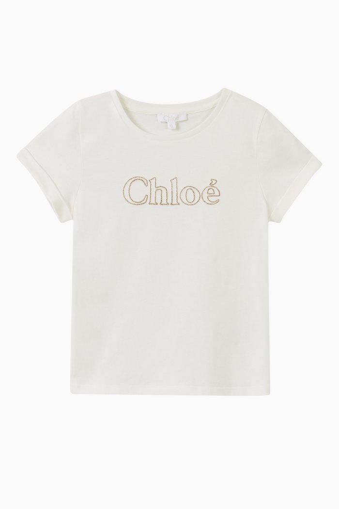 

Embroidered Logo Cotton T-Shirt, Neutral