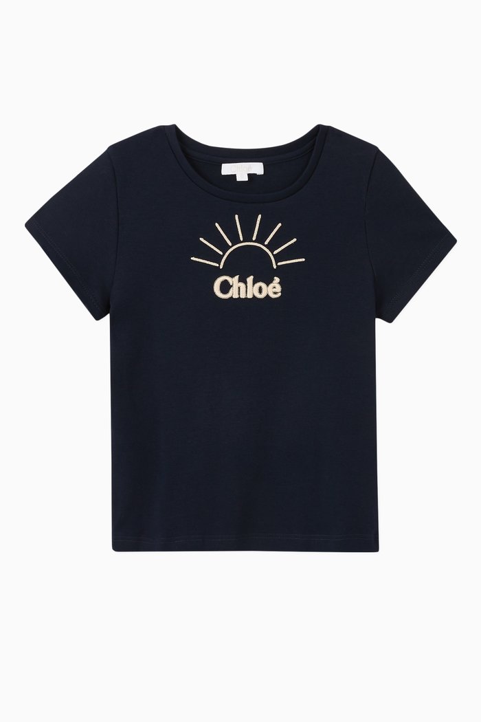 Embroidered Logo Cotton T-Shirt, Blue