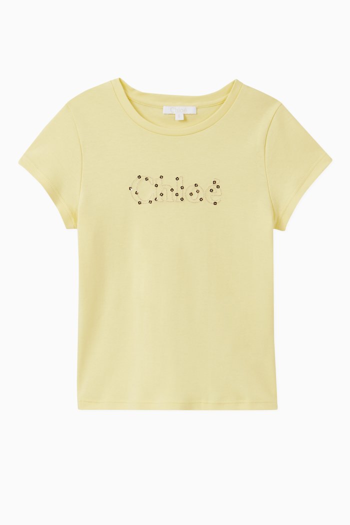 

Sequin Logo T-shirt in Cotton Jersey, Yellow