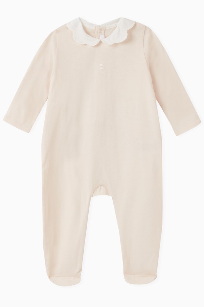 Scalloped Collar Pyjama in Cotton Jersey, Pink