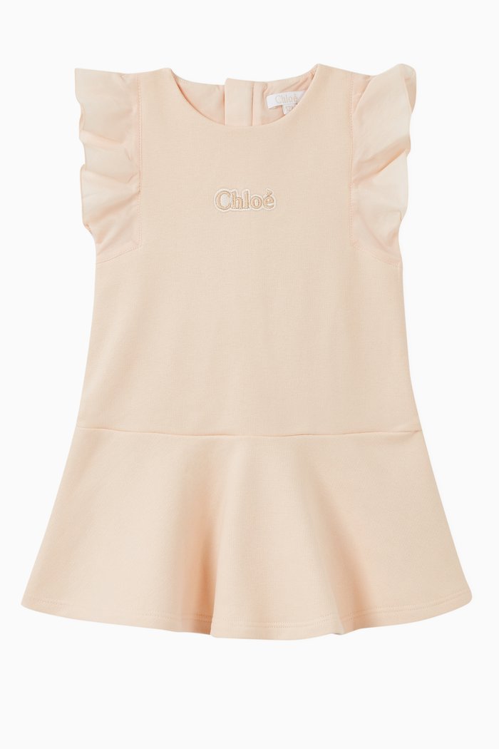 

Embroidered Logo Jersey Dress, Pink