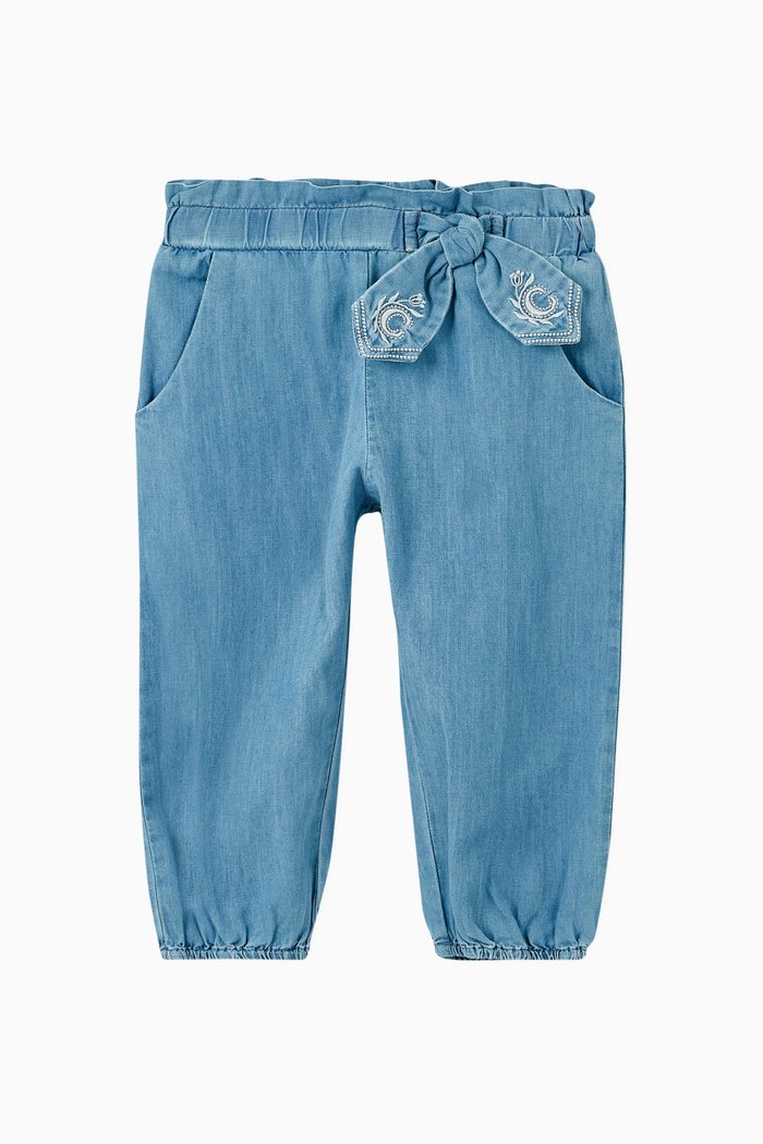 

Embroidered Logo Denim Pants, Blue