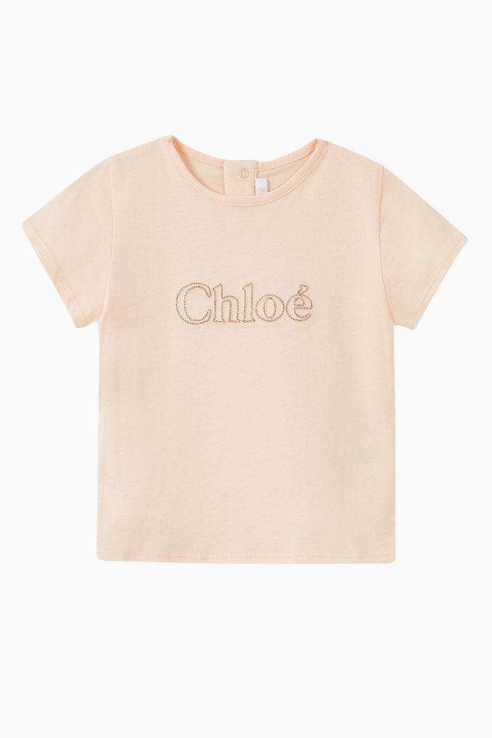 Embroidered Logo Cotton T-Shirt, Pink