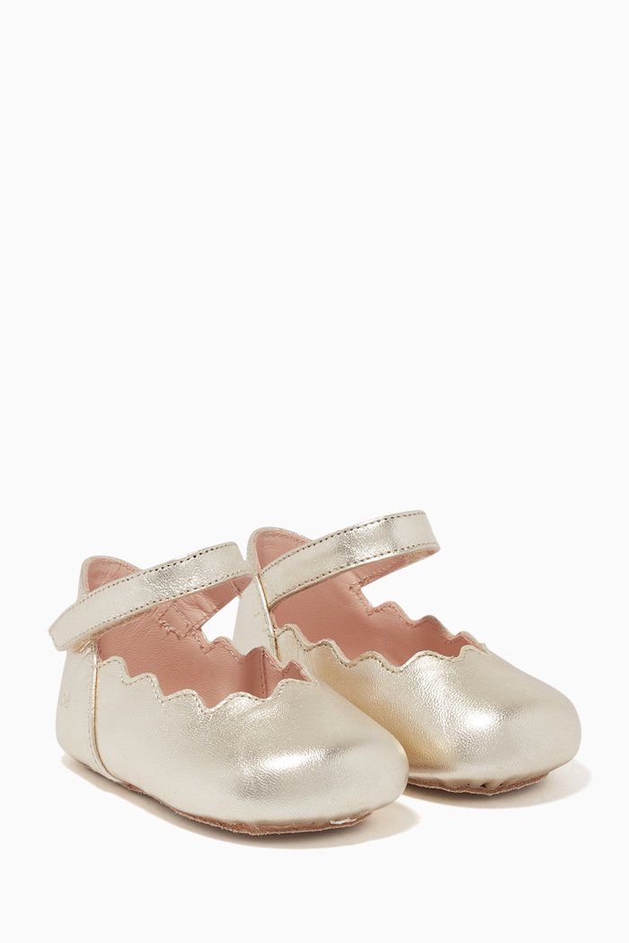 

Ballerina Pumps in Metallic Leather, Gold