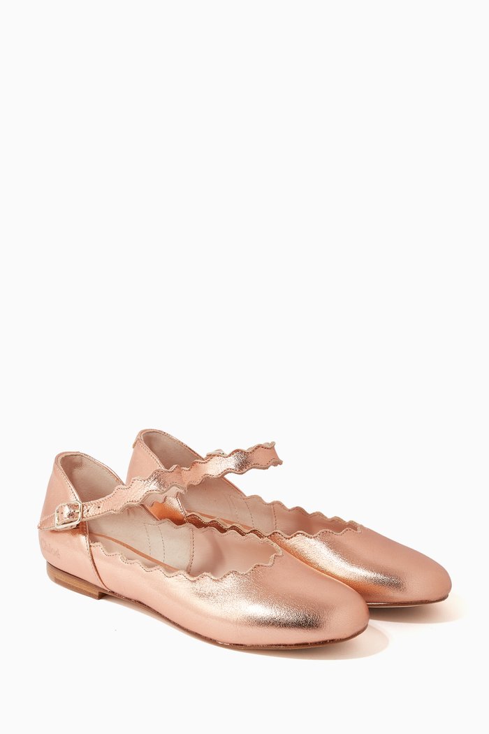 

Ballerina Pumps in Metallic Leather, Gold