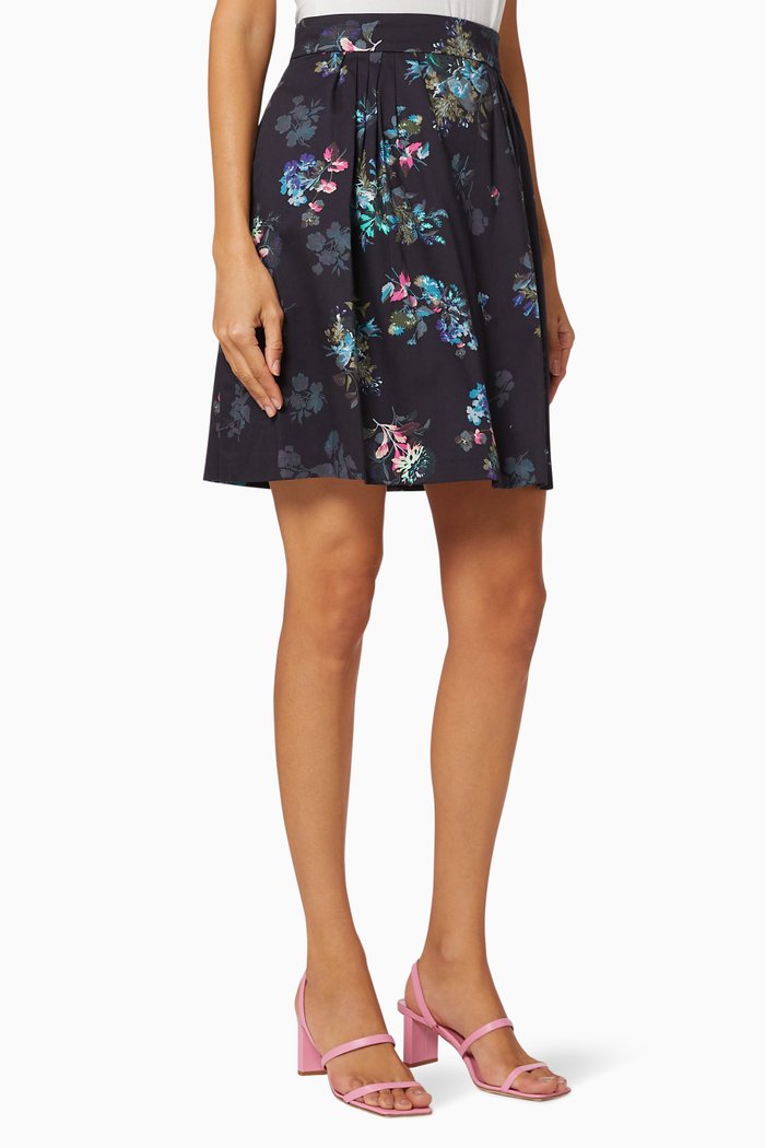 

Paella Floral Cotton Skirt, Blue
