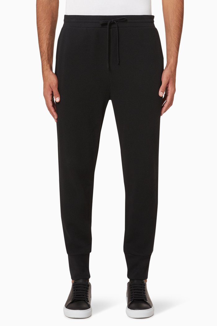 

Mattis Waffle-Knit Cotton Joggers, Black