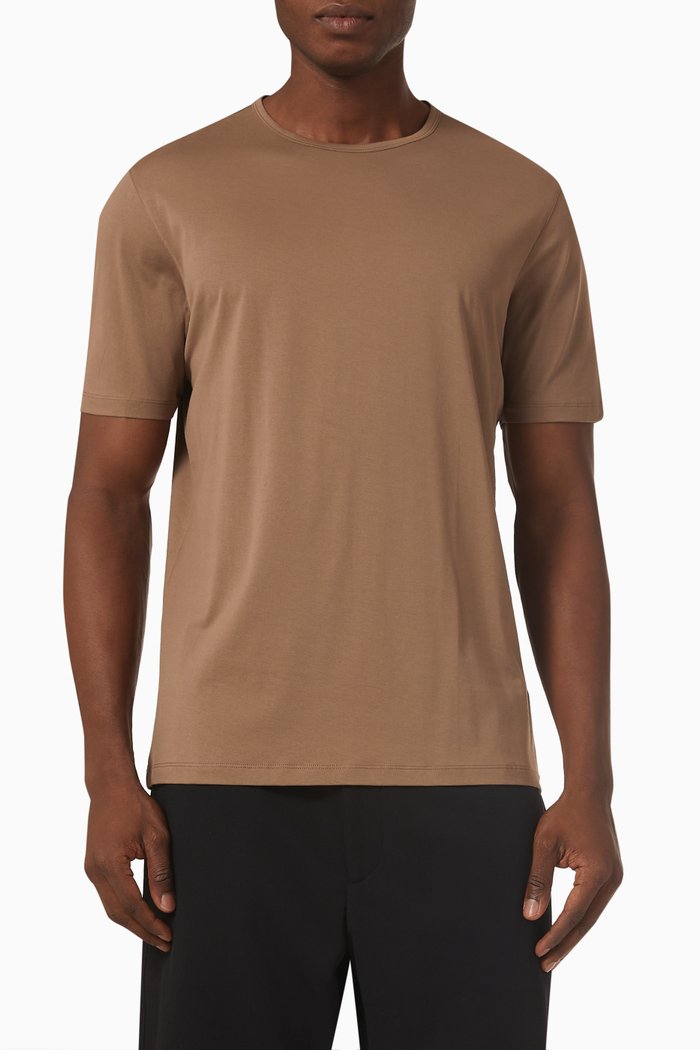 

Short Sleeve T-shirt in Cotton, Brown