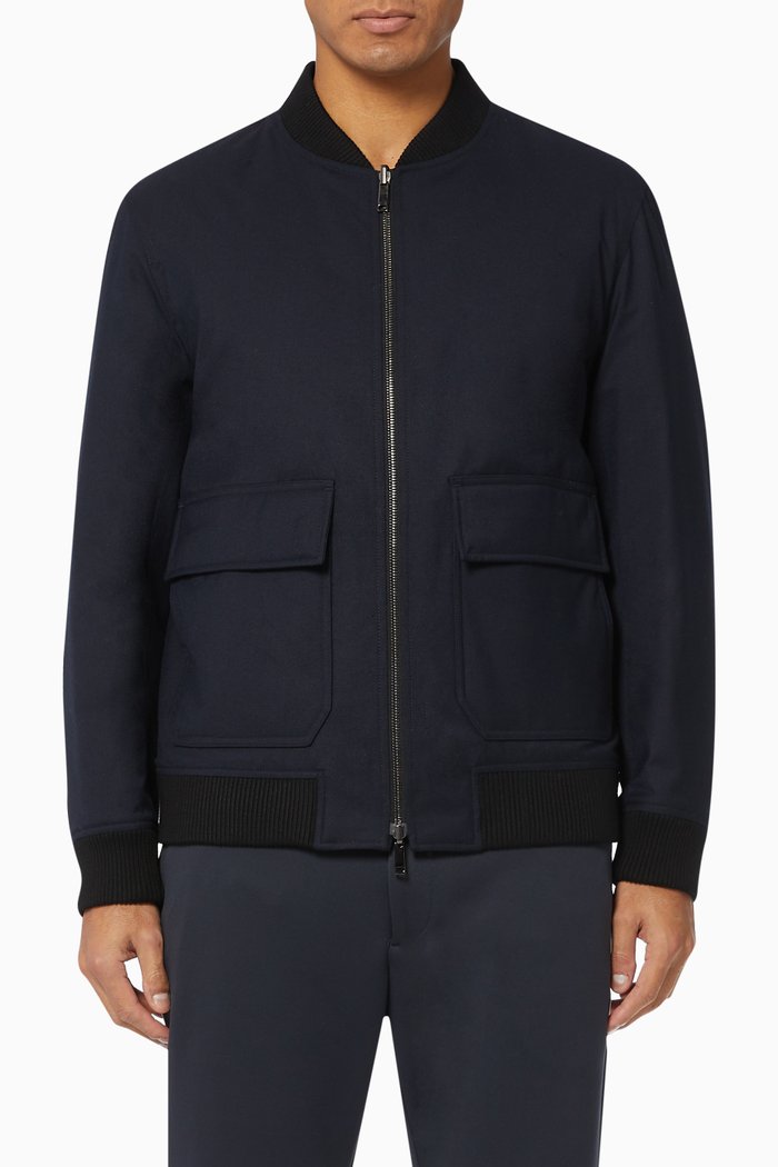 

Reversible Wool Bomber Jacket, Blue