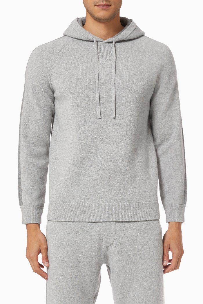 

Stripe Hoodie in Wool Cashmere, Grey