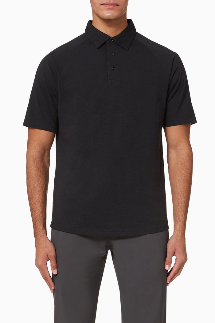 Cotton Pique Polo Shirt, Black